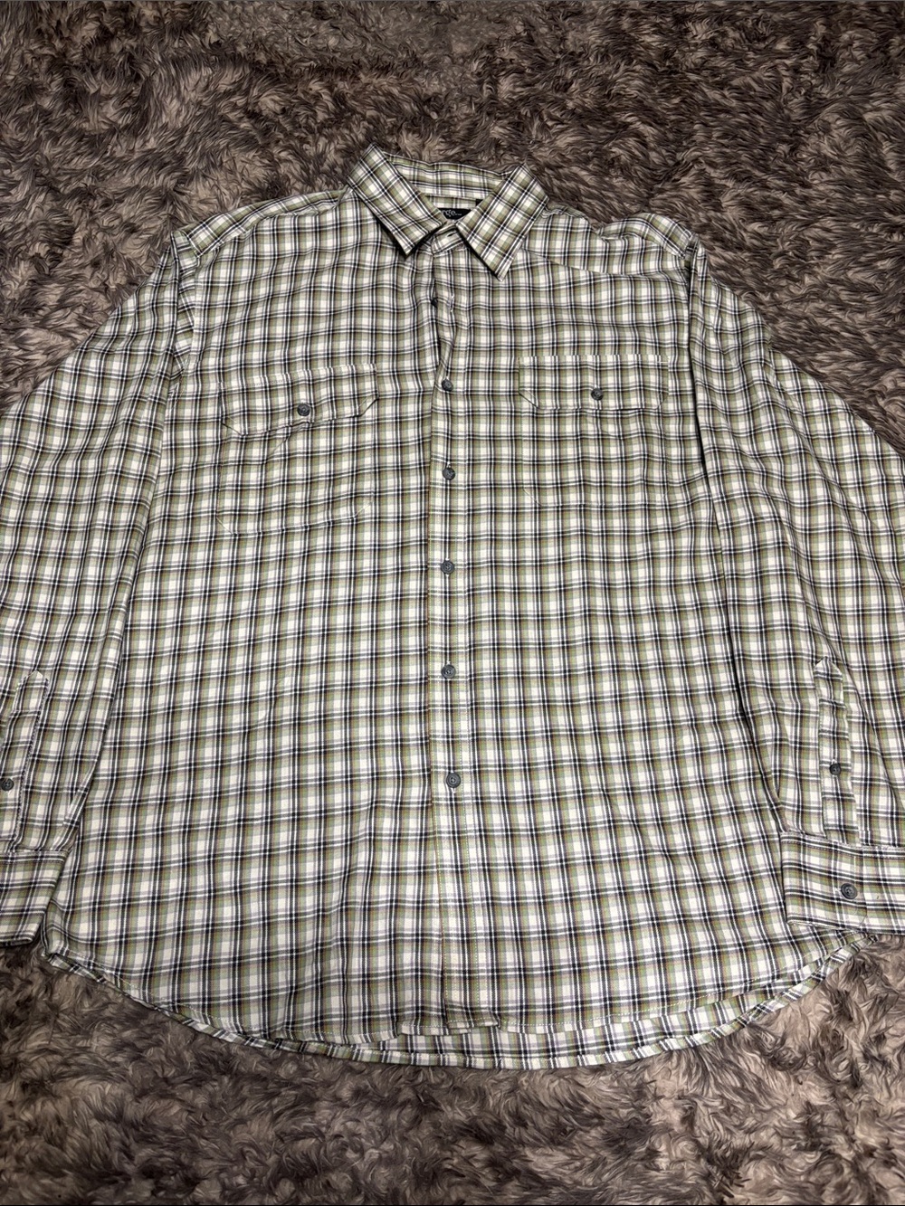 George Olive Green and Cream Plaid soft brushed cotton Casual Button-Down Shirt
